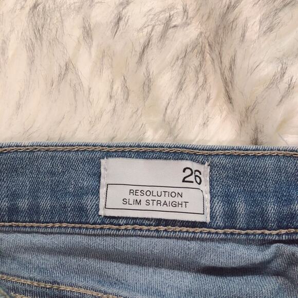 GAP resolution slim straight distressed destroyed light wash blue jeans size 26 - Picture 10 of 13